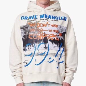 MNML graphic print cropped hoodie Sz XL NWOT